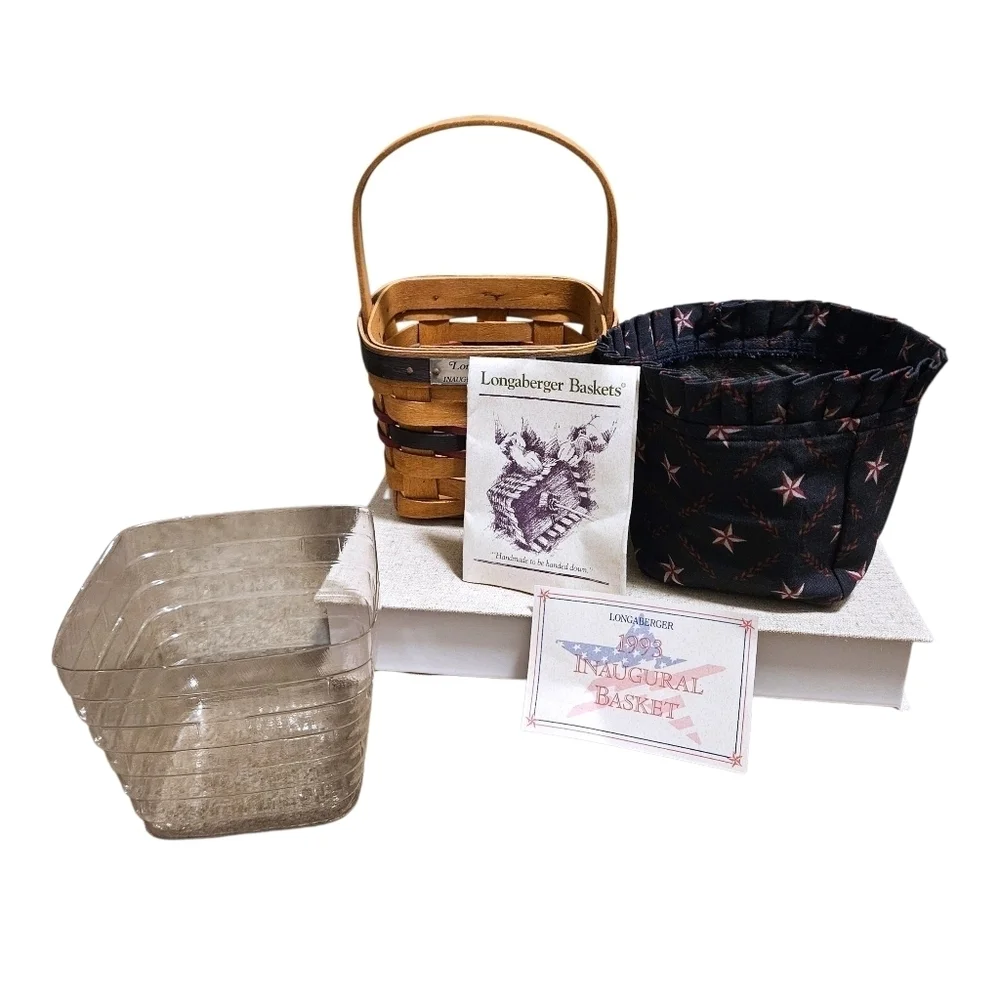Longaberger 1993 Inaugural Basket Set Signed Red White Blue Americana USA Stars